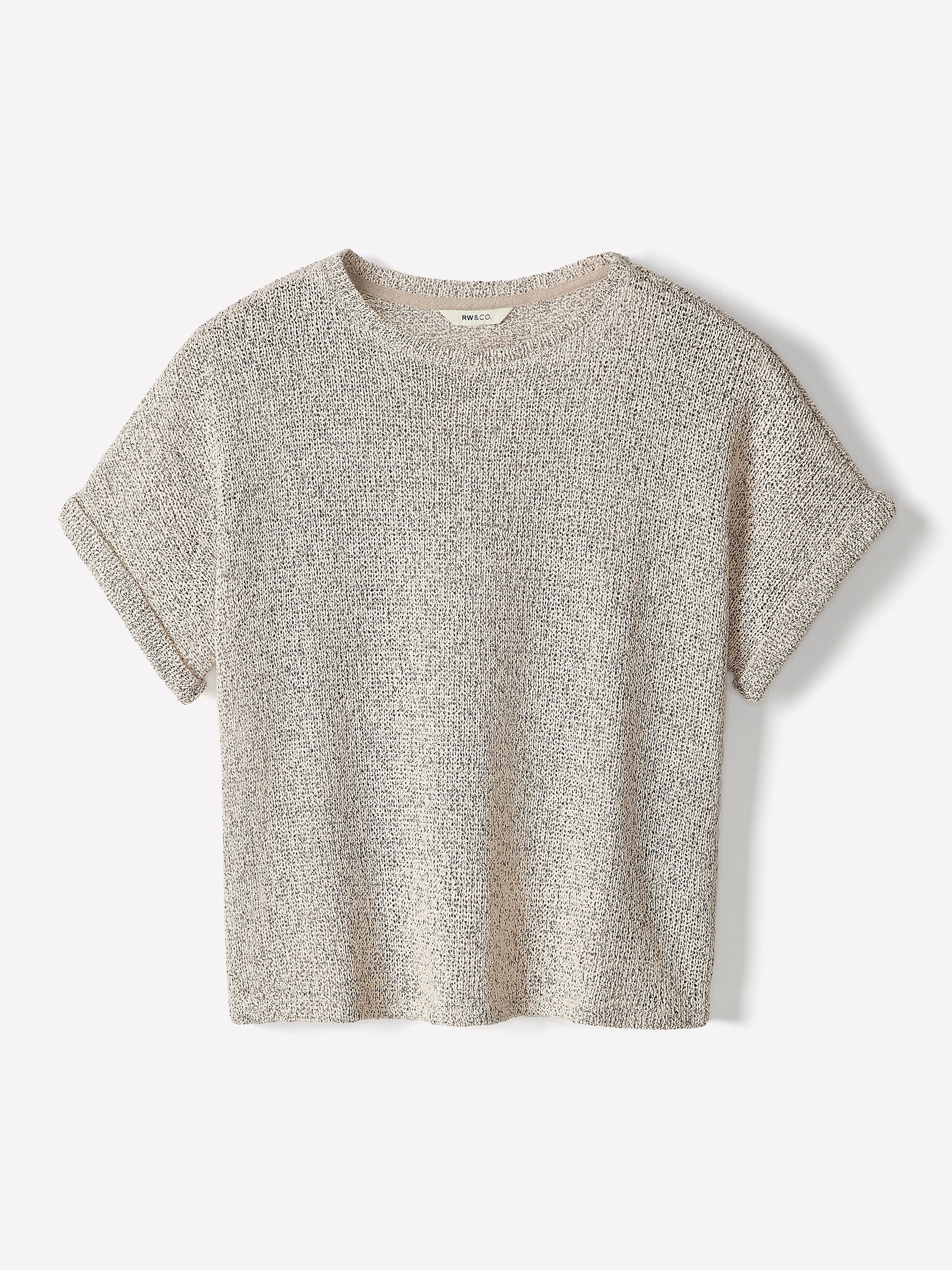 Extended-Sleeve Crew-Neck Relaxed-Fit Top rw&co Great Value Deal