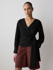 Long-Sleeve Wrap Blouse rw&co Great Value Deal