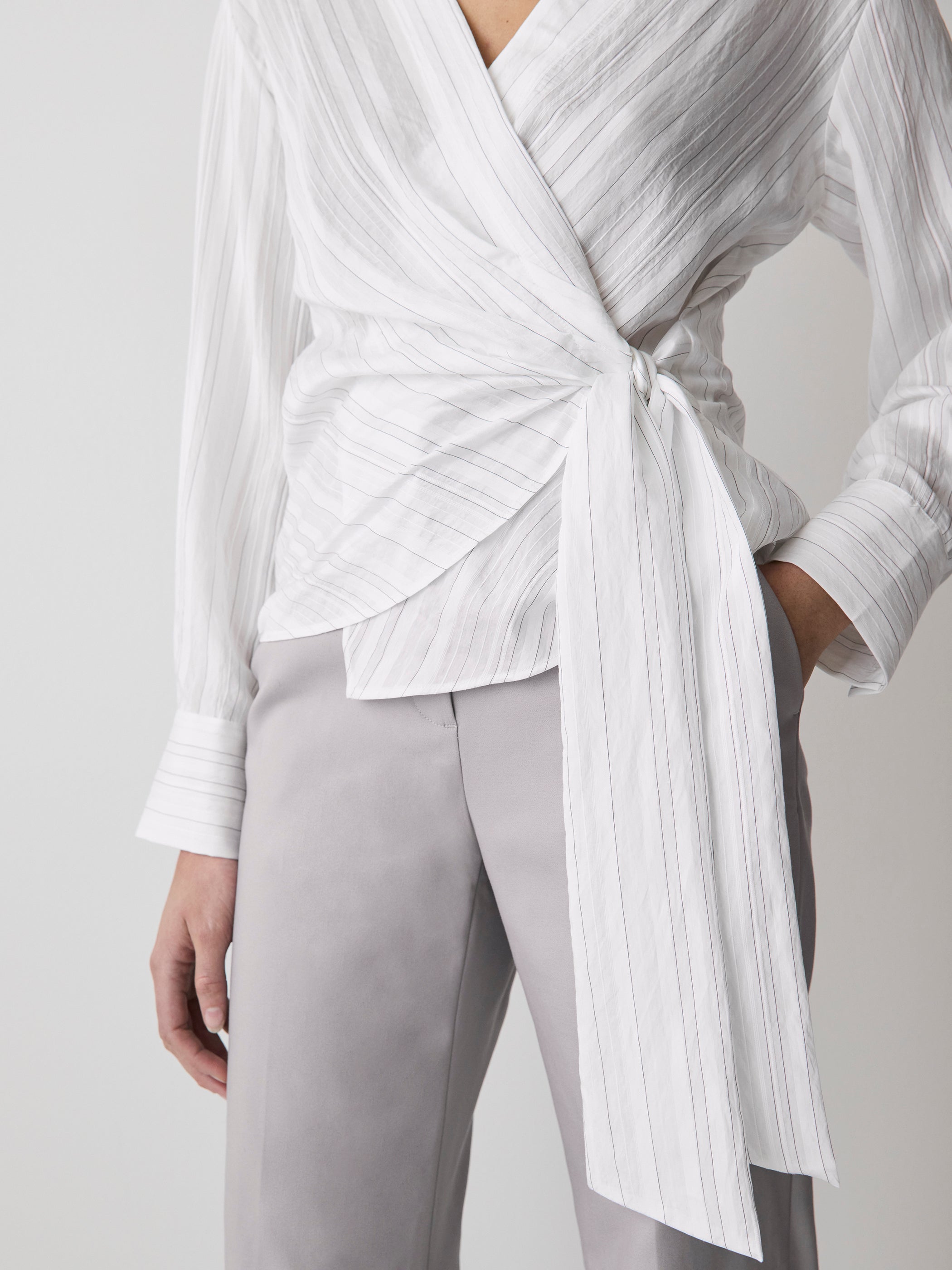 Long-Sleeve Wrap Blouse rw&co Great Value Deal