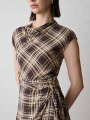 Extended-Sleeve Cowl-Neck Midi Dress with Wrap Detail rw&co Great Value Deal