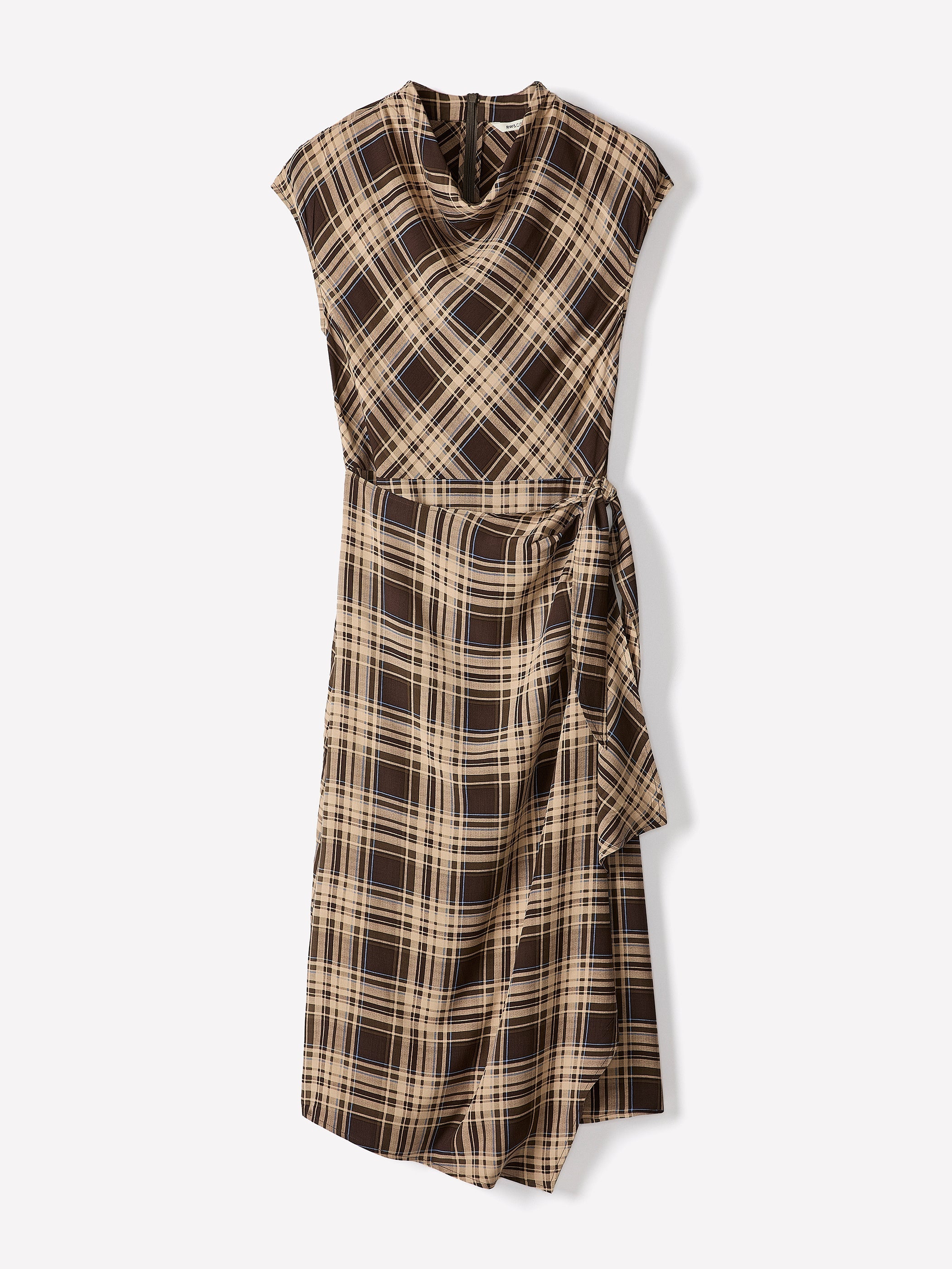 Extended-Sleeve Cowl-Neck Midi Dress with Wrap Detail rw&co Great Value Deal