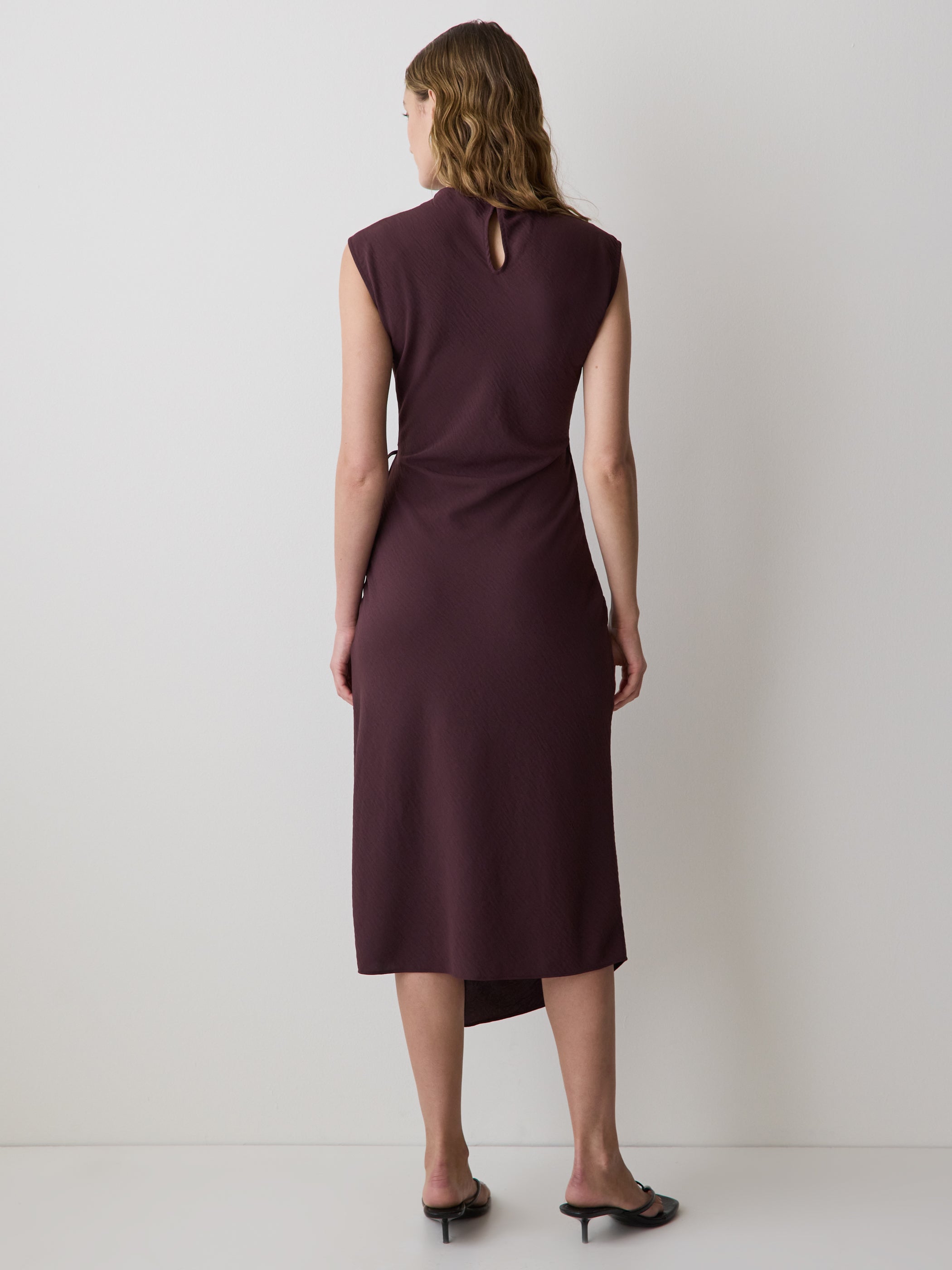 Extended-Sleeve Mock-Neck Midi Dress with Wrap Detail rw&co Exclusive Sale Price