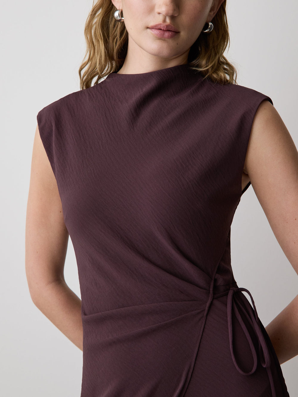 Extended-Sleeve Mock-Neck Midi Dress with Wrap Detail rw&co Exclusive Sale Price