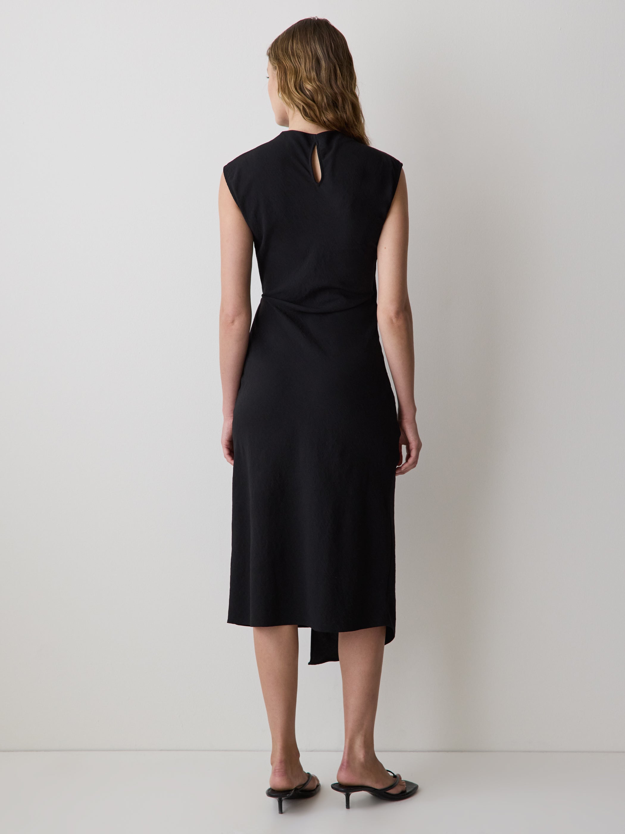 Extended-Sleeve Mock-Neck Midi Dress with Wrap Detail rw&co Exclusive Sale Price
