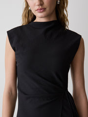 Extended-Sleeve Mock-Neck Midi Dress with Wrap Detail rw&co Exclusive Sale Price