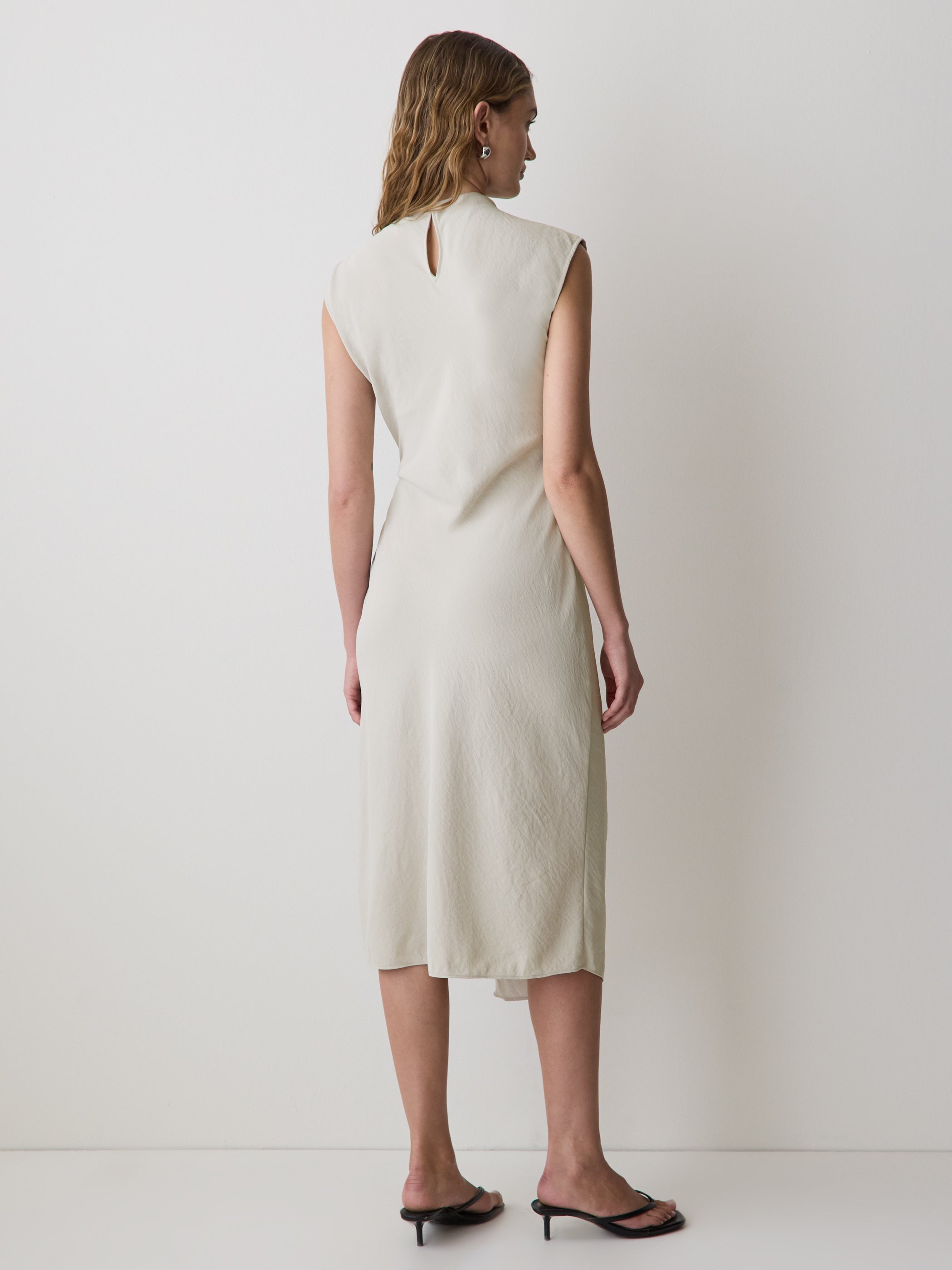 Extended-Sleeve Mock-Neck Midi Dress with Wrap Detail rw&co Exclusive Sale Price