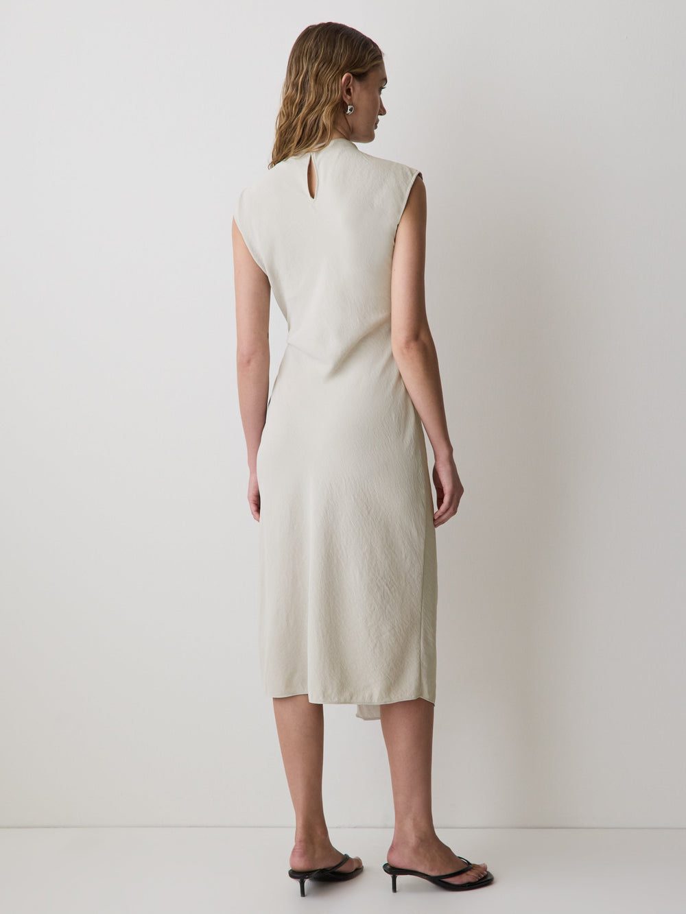 Extended-Sleeve Mock-Neck Midi Dress with Wrap Detail rw&co Exclusive Sale Price