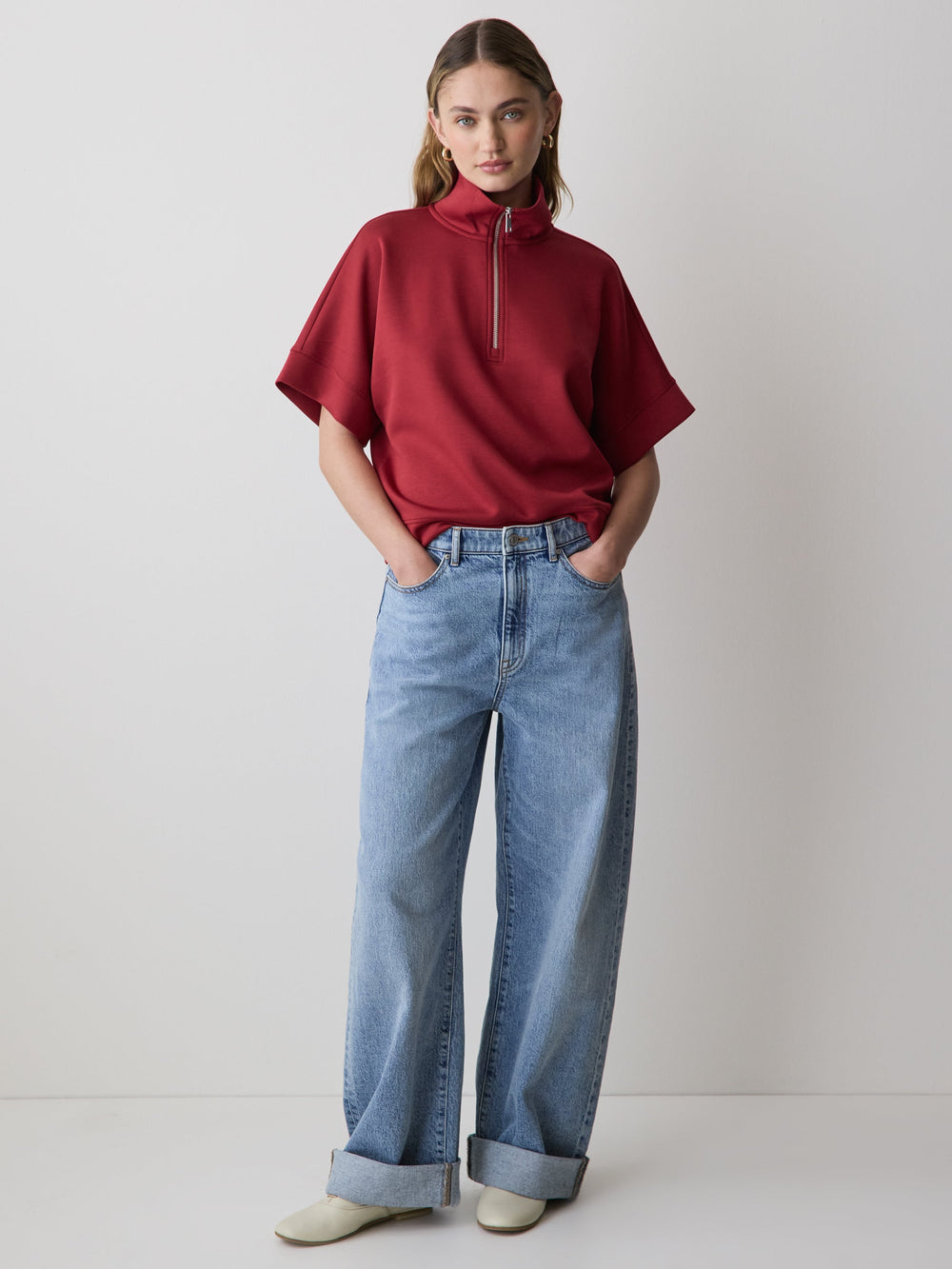 Half-Zip Mock-Neck Top rw&co Limited Time Discount