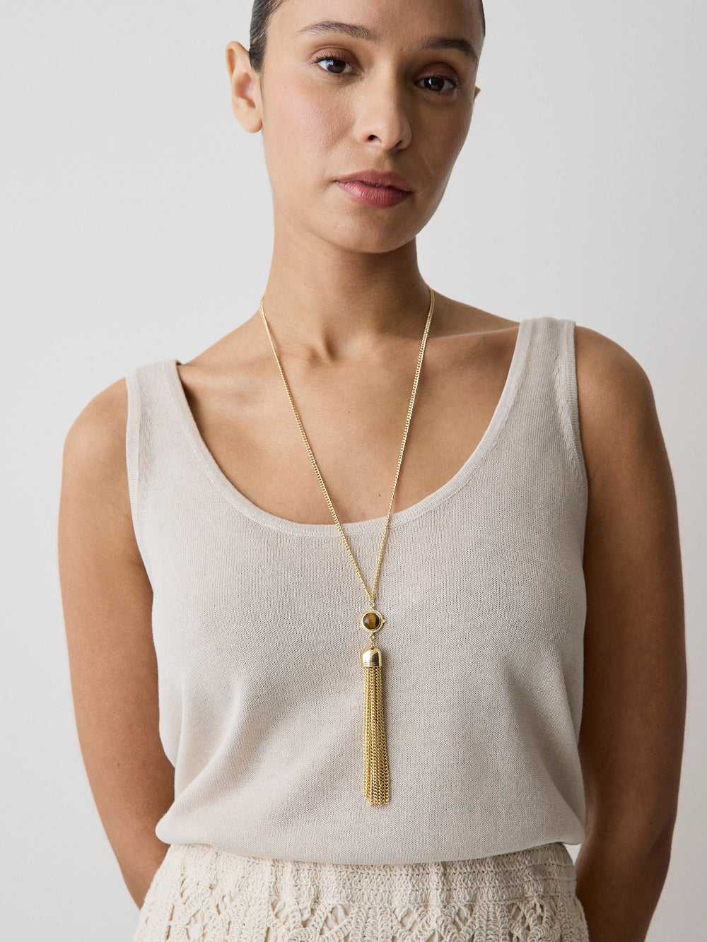Long Necklace with Tassel rw&co On Sale