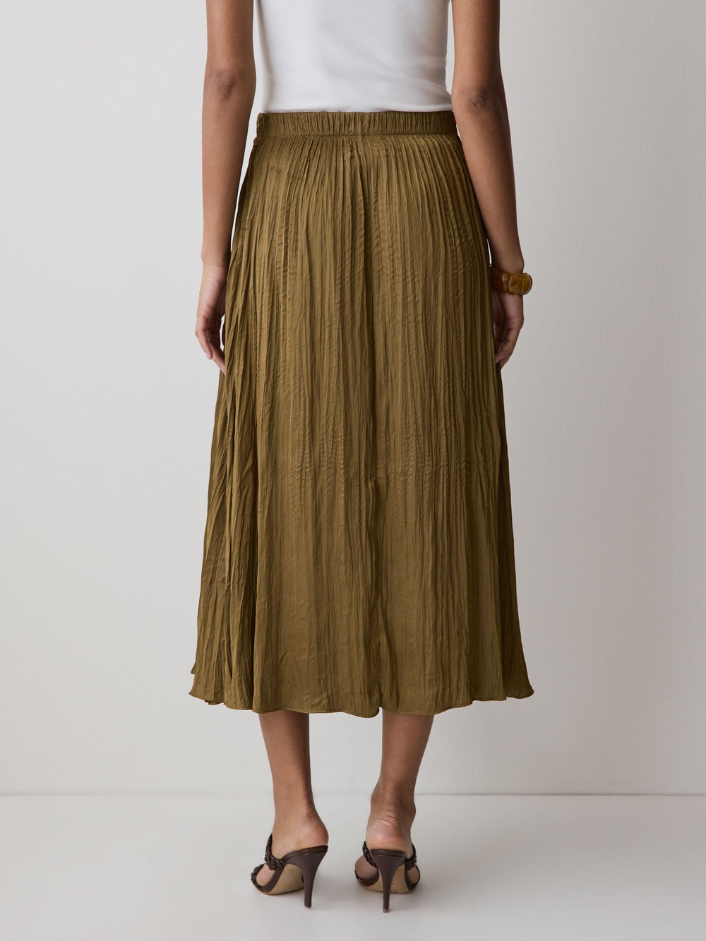 Satin High-Waisted Flare Midi Skirt rw&co Exclusive Sale Price