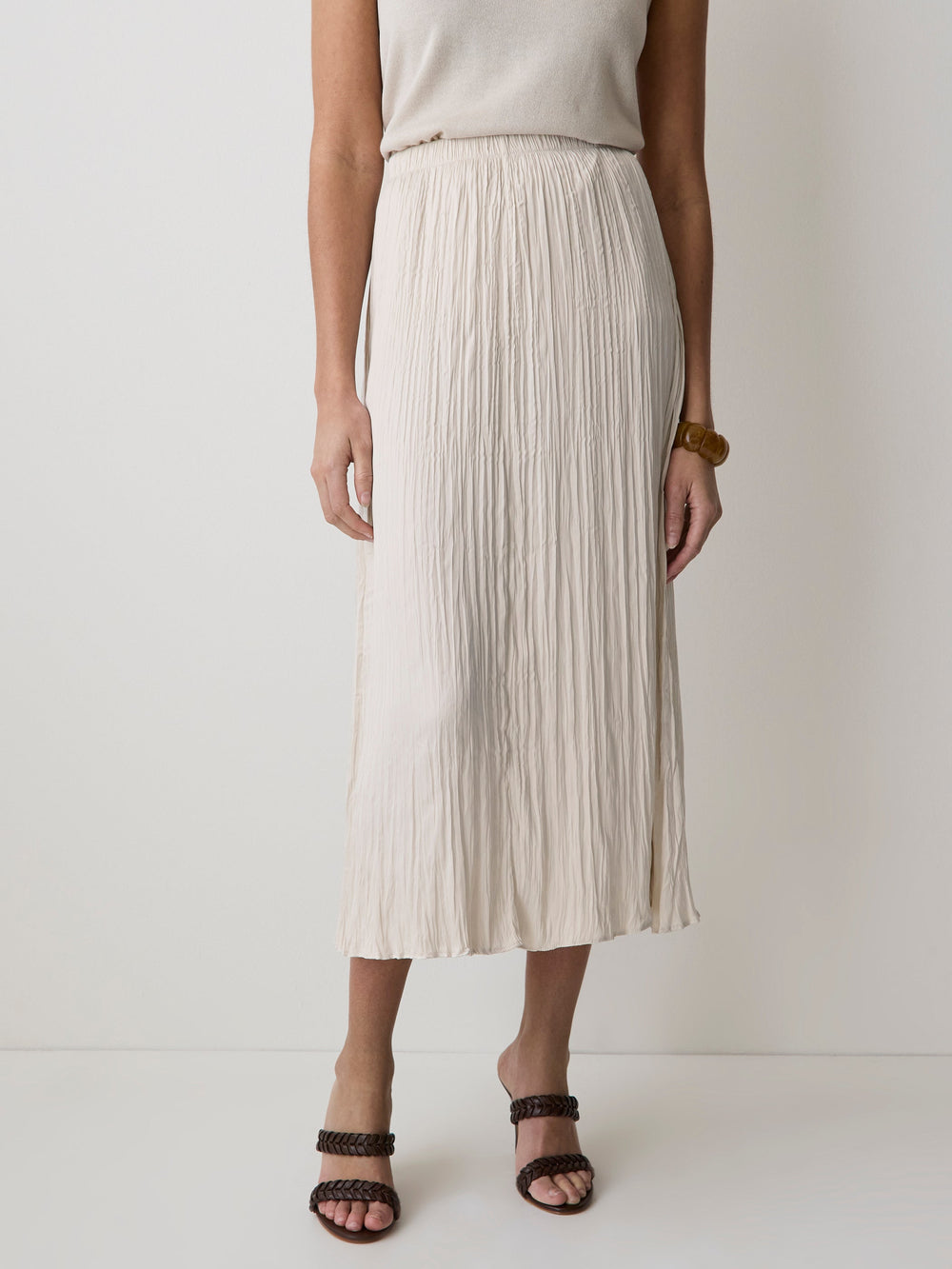 Satin High-Waisted Flare Midi Skirt rw&co Exclusive Sale Price