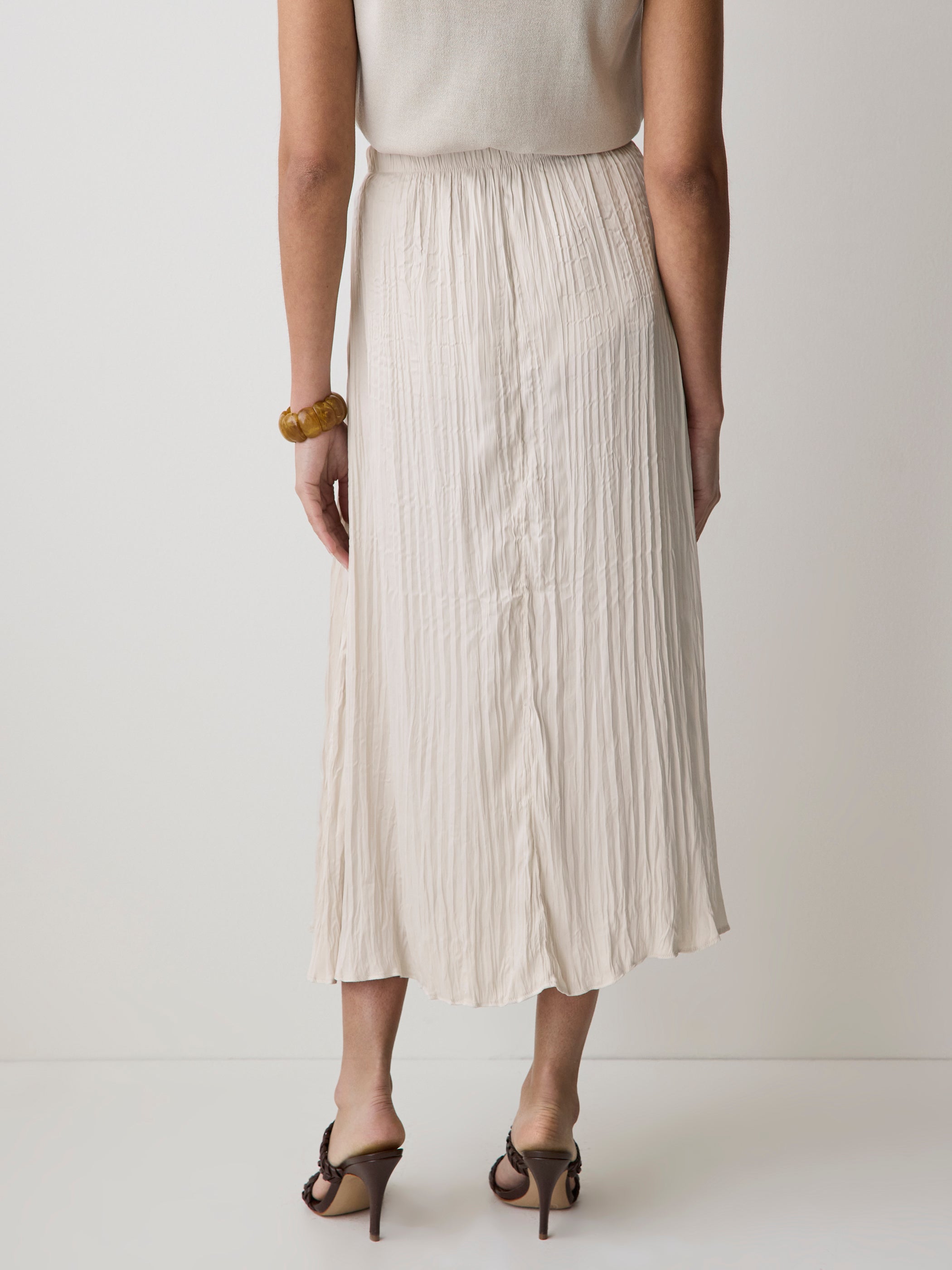 Satin High-Waisted Flare Midi Skirt rw&co Exclusive Sale Price