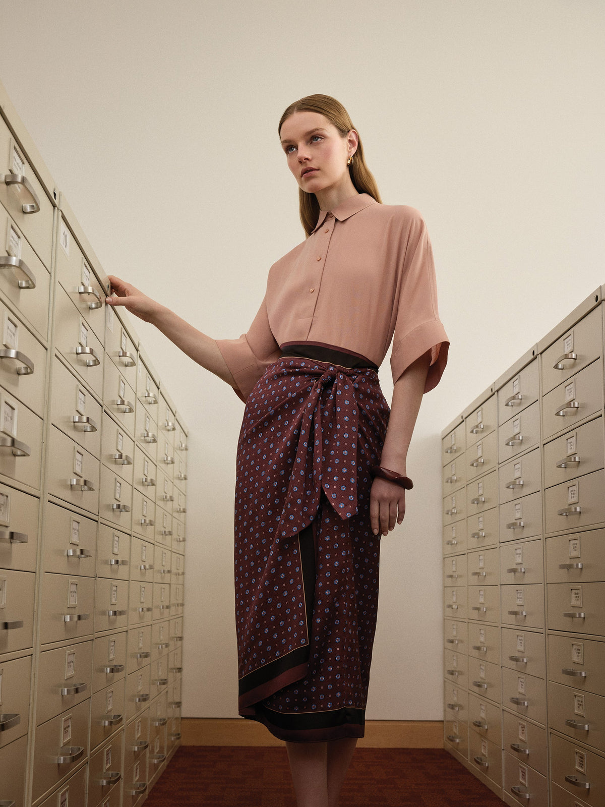 Satin High-Rise Wrap Midi Skirt rw&co Special Offer