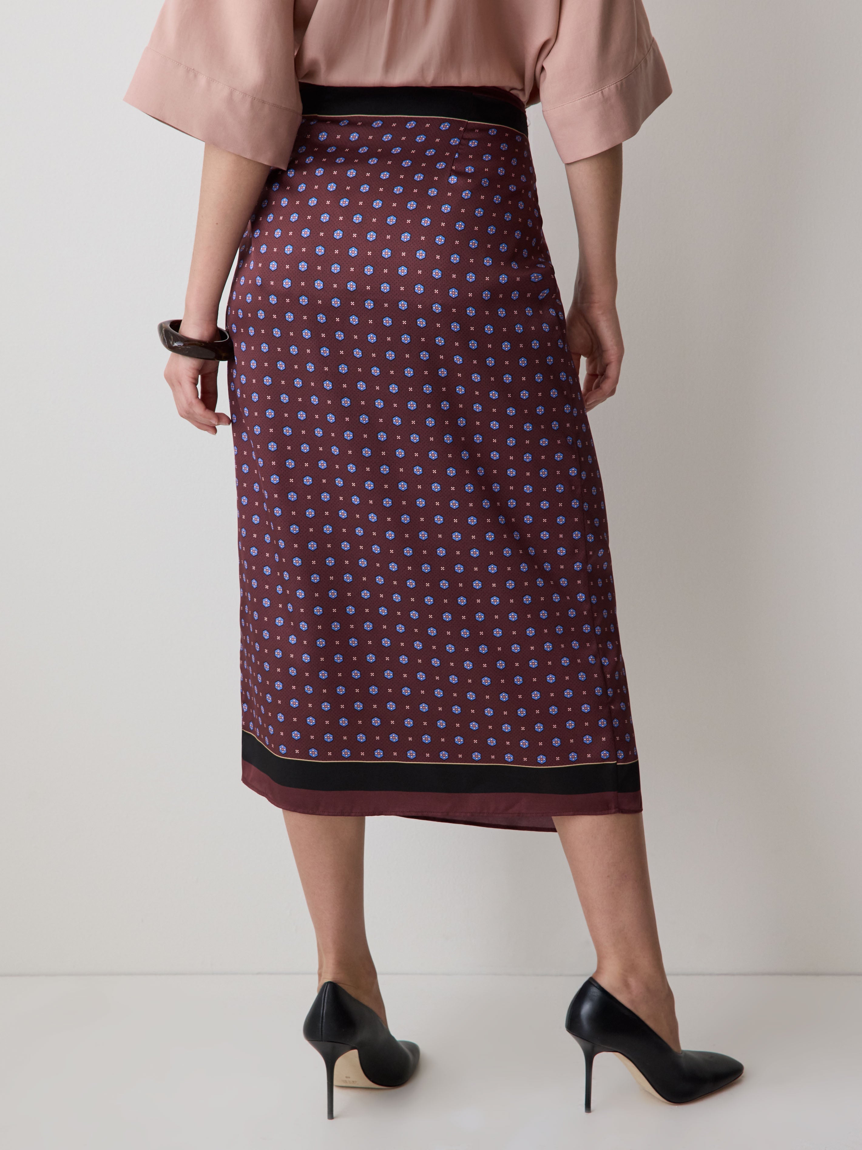 Satin High-Rise Wrap Midi Skirt rw&co Special Offer