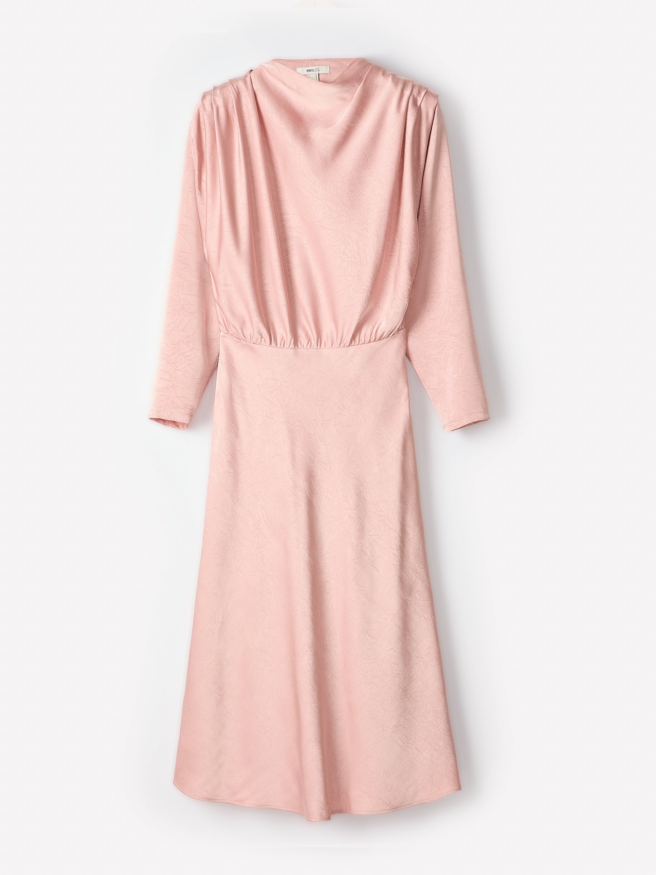 Satin Long-Sleeve Draped Midi Dress rw&co Limited Time Discount