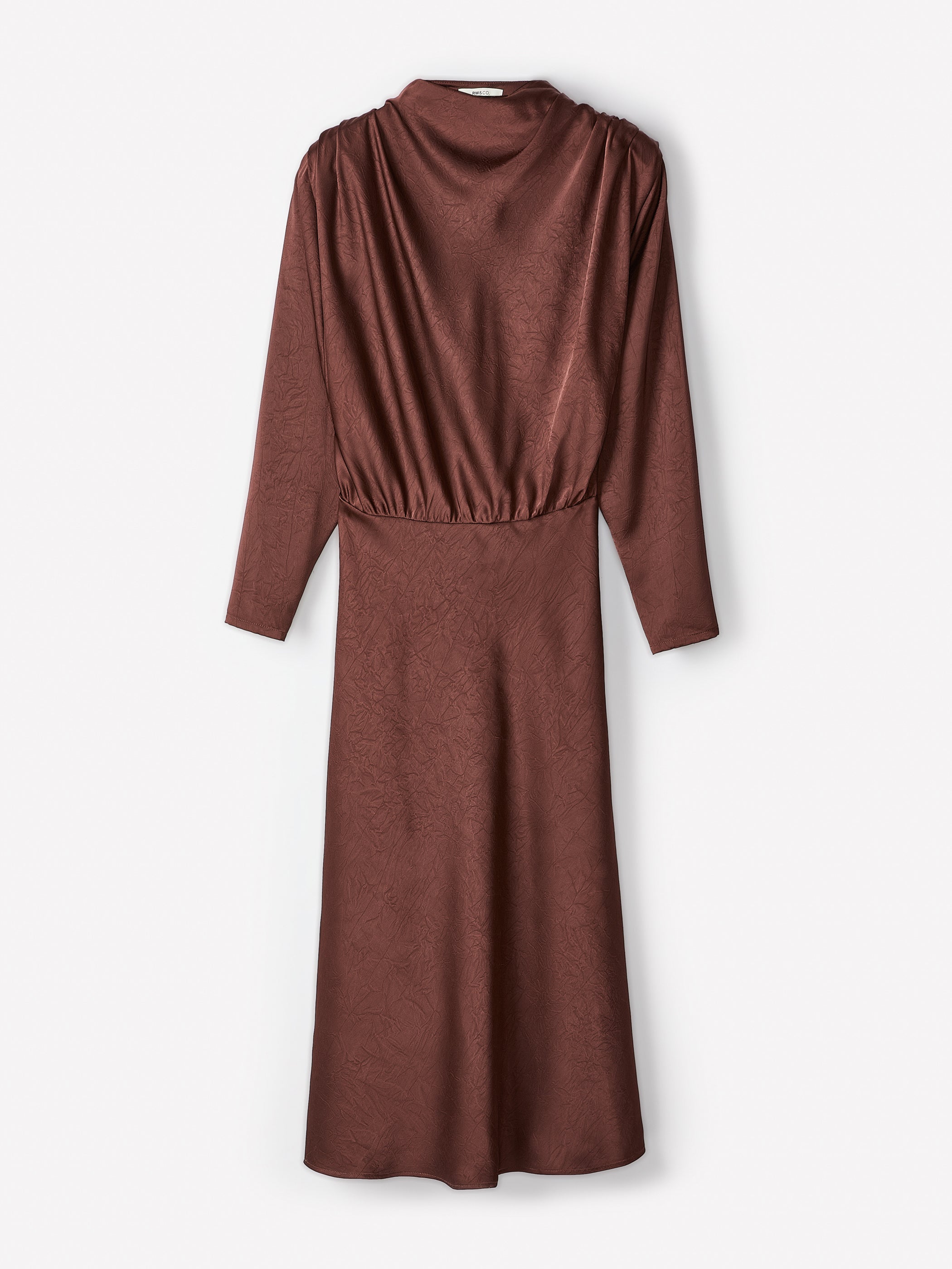 Satin Long-Sleeve Draped Midi Dress rw&co Limited Time Discount