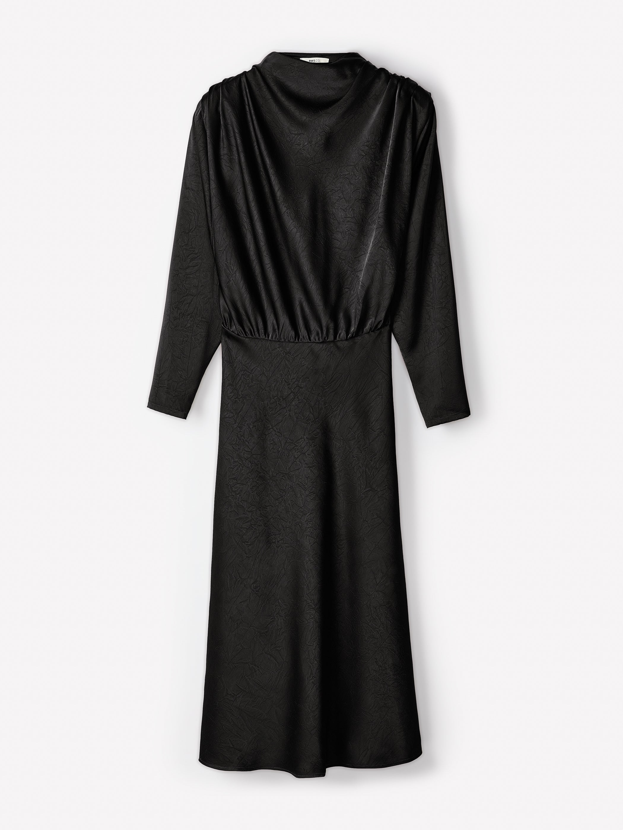 Satin Long-Sleeve Draped Midi Dress rw&co Limited Time Discount