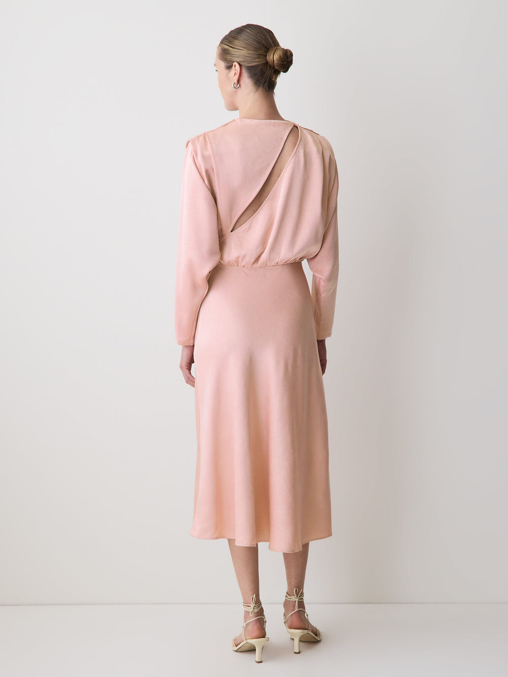 Satin Long-Sleeve Draped Midi Dress rw&co Limited Time Discount